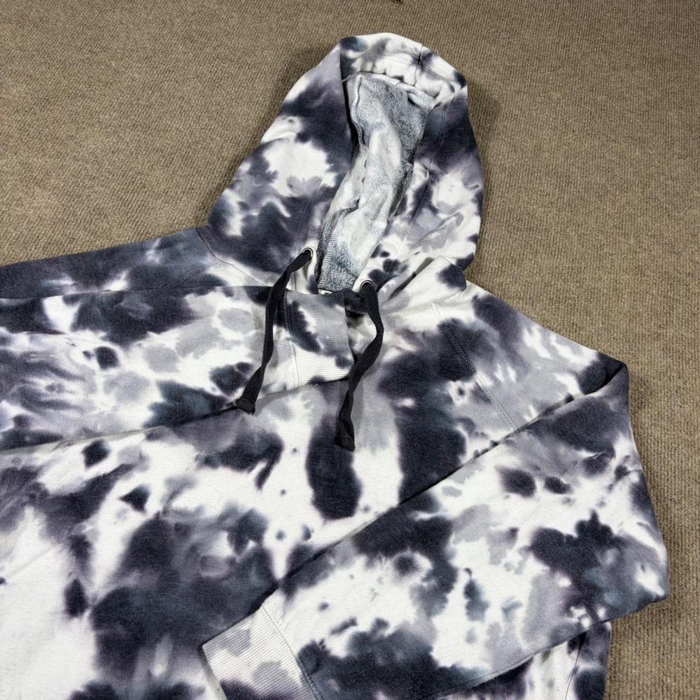 Hippie Rose Womens Large Black White Tie Dye Pullover Hoodie Sweatshirt HR21119